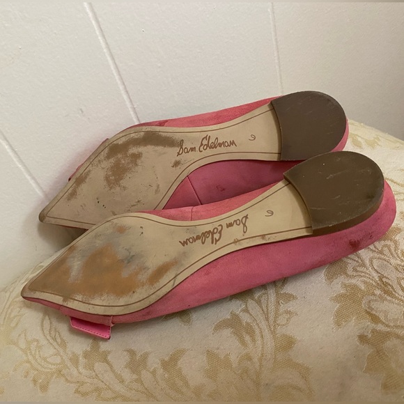 Pink Suede Pointed Toe Sam Edelman Flats - Picture 7 of 10